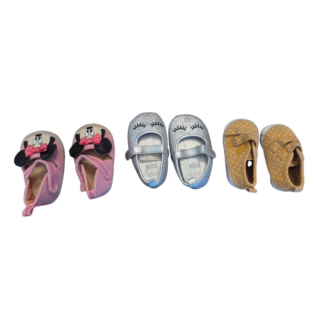 baby girls 3-6 month sneaker flat shoe bundle old navy Disney Minnie glitter